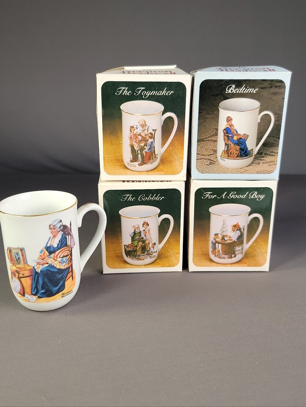 Lot Of 5 Normsn Rokwell Art Collector Mugs. 4 Are In Original Boxes